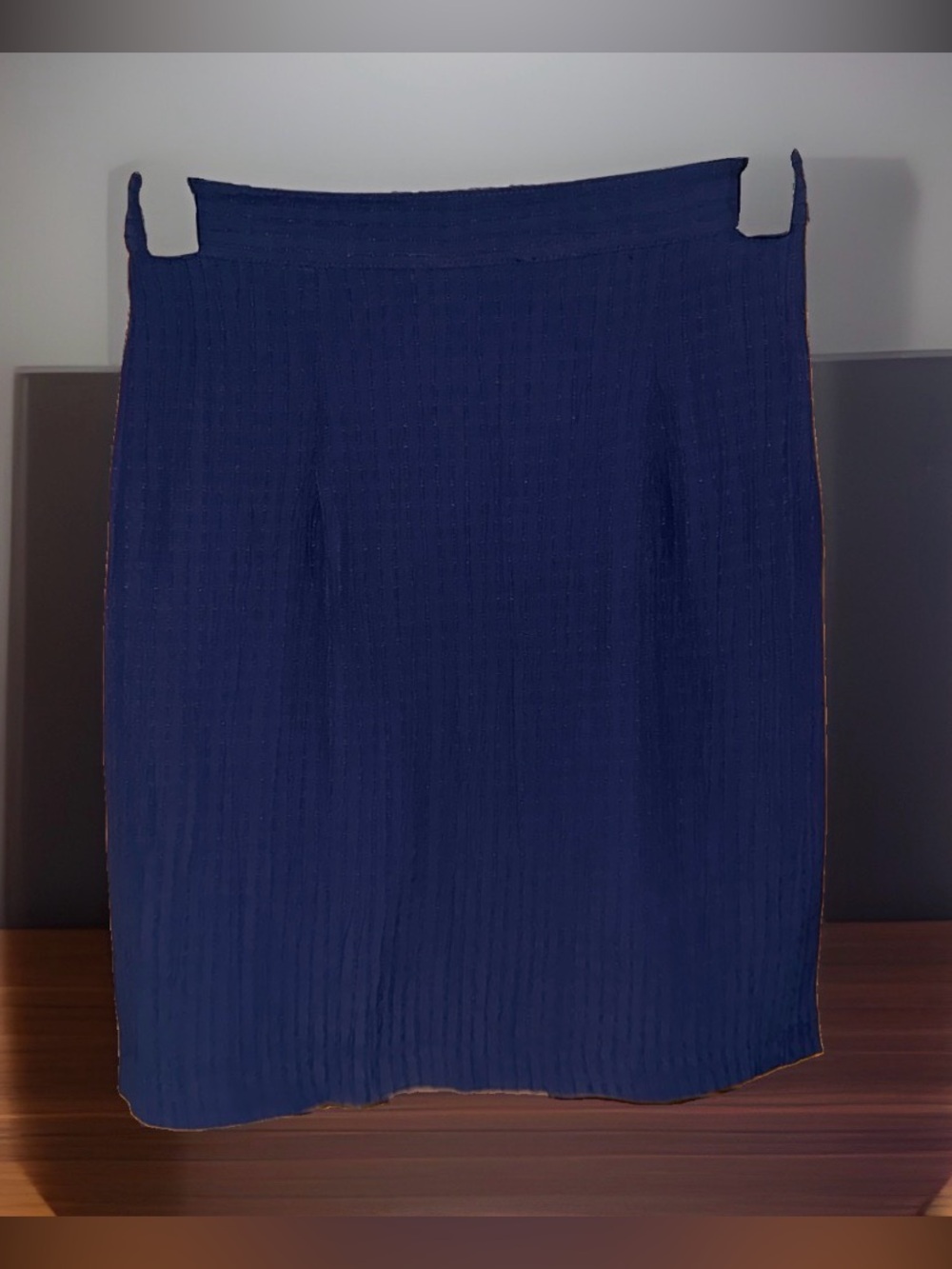 Vtg Wrapper Navy Ribbed Pencil Skirt-20”-9/10-EC